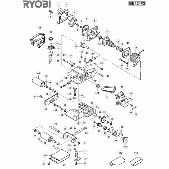 Ryobi BE424I Spare Parts List Type: 1000018797